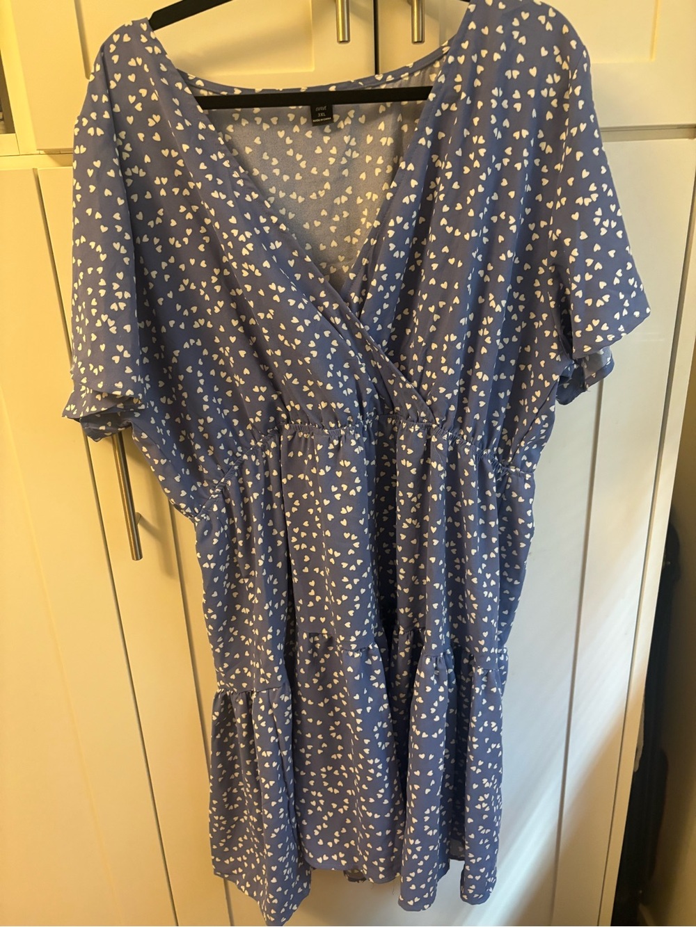 SHEIN Navy Blue Mini Dress with White Heart Print